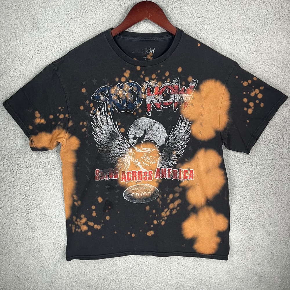 Skid Row Skulls Across America World Tour 99/00 Bleach Splatter T-Shirt Mens L